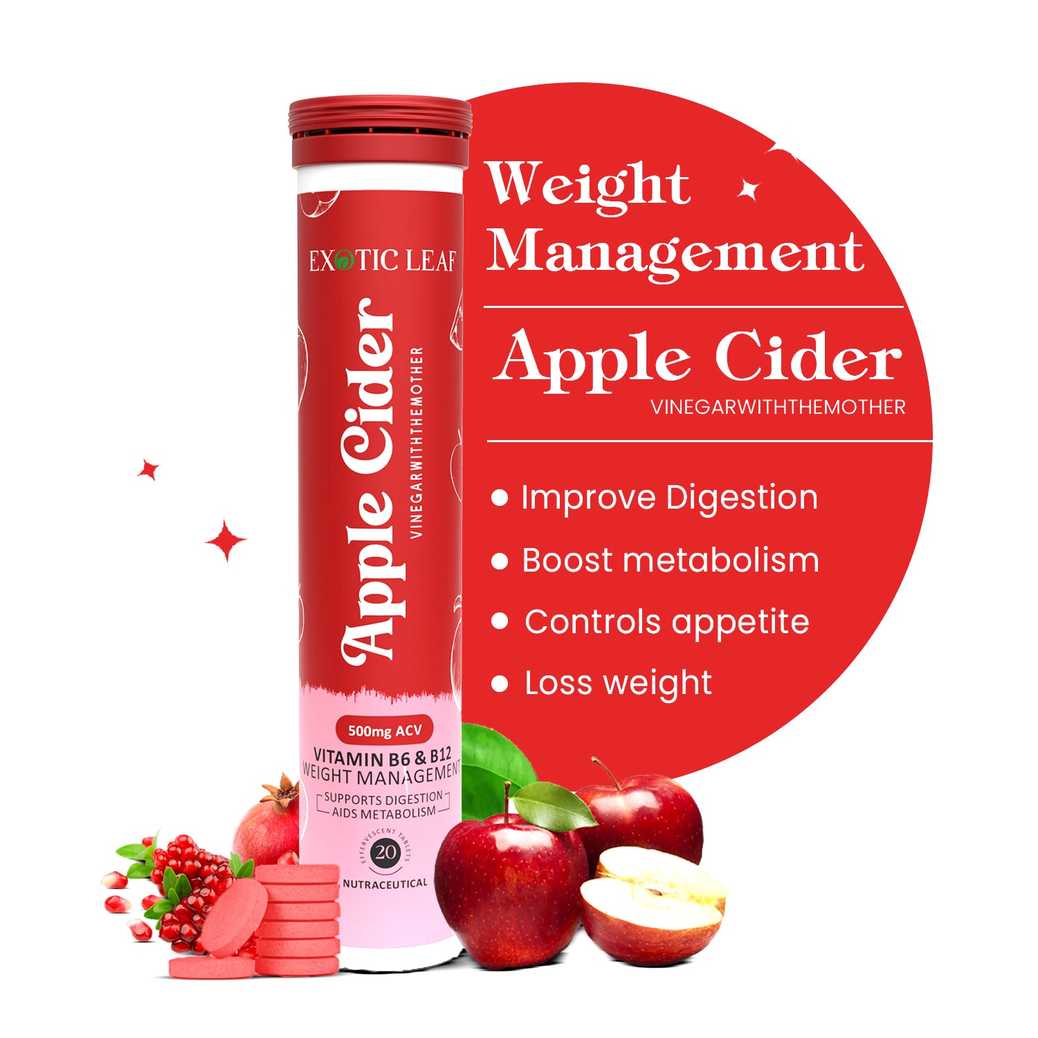 Apple Cider Vinegar For Weight Management Effervescent Tablet