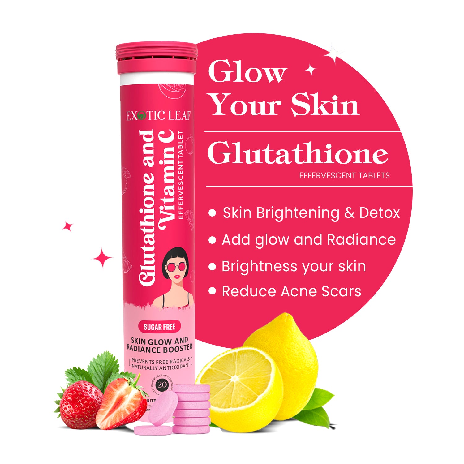 Glutathione 600mg Sugar free Tablet for looking skin  Effervescent Tablet