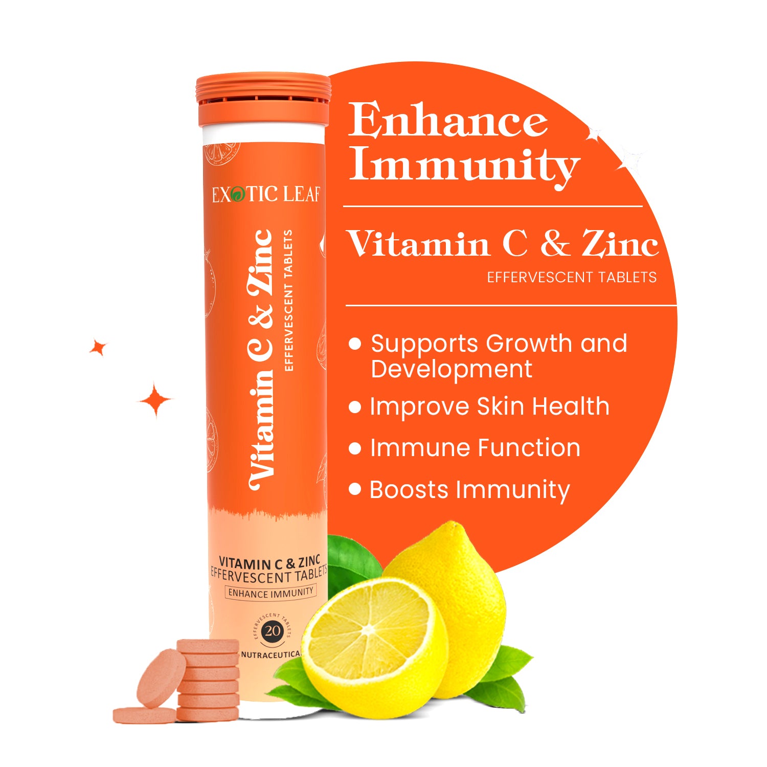 Vitamin C and Zinc for Immunity Booster  Effervescent Tablets